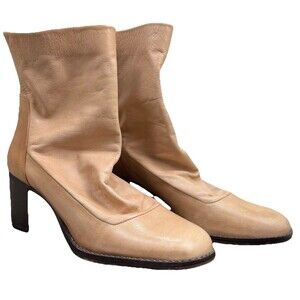 Chelsea and Violet Slouchy Booties 11‎ Beige Leather Chic Freedom Ankle Boots